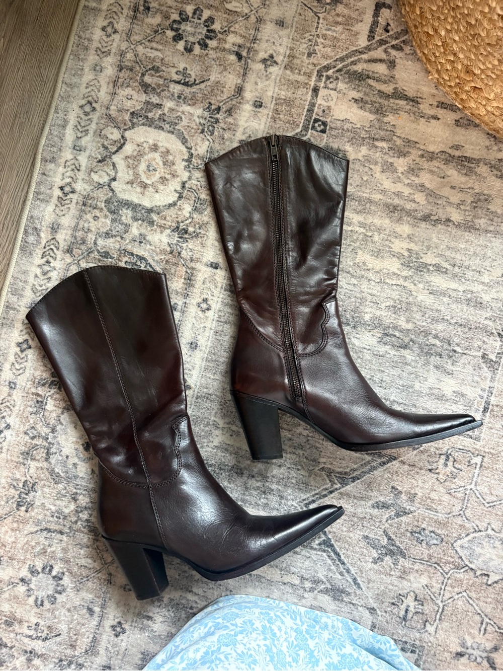 Free People Copenhagen leather point boots brown size 8.5 western cowgirl - Picture 6 of 16